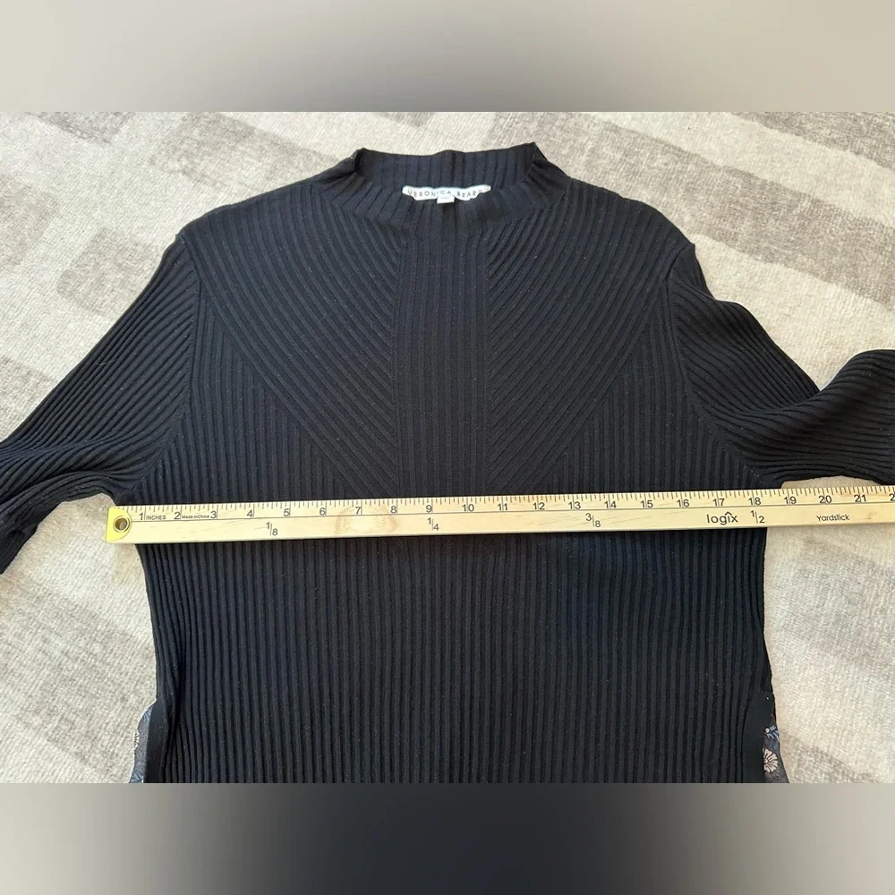 Veronica Beard Moon Mixed Media Sweater Black (Size L)